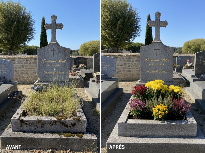 Fleurissement de tombe à Bourgoin-Jallieu