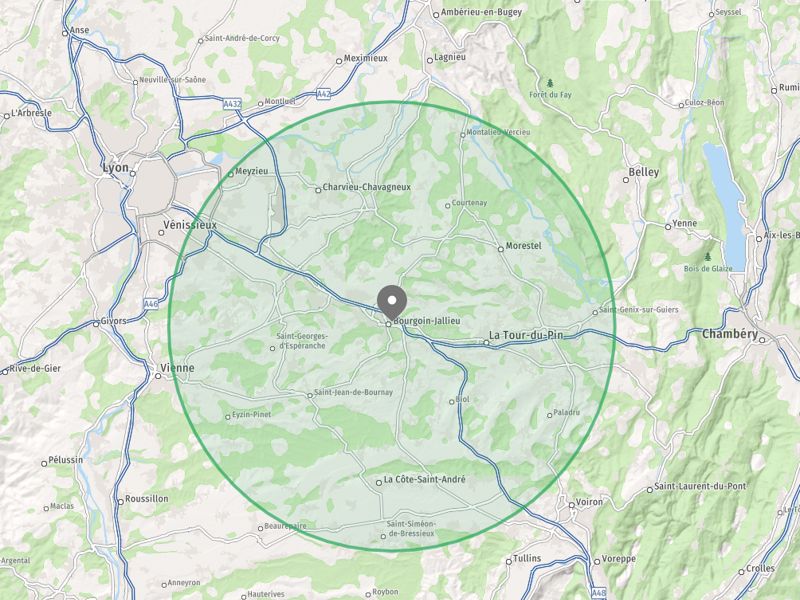 Zone d'intervention Les Veilleurs du Souvenir - Nord-Isère